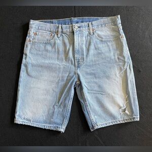 Levi’s 502 Denim Jean Shorts Mens Size 36 Light Wash Distressed Cut Offs